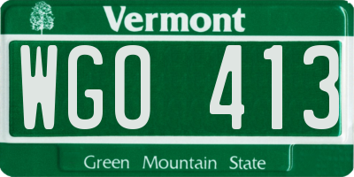 VT license plate WGO413