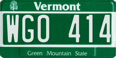 VT license plate WGO414