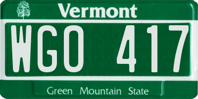 VT license plate WGO417