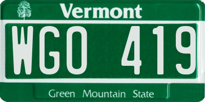 VT license plate WGO419