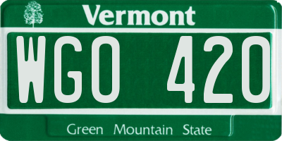 VT license plate WGO420
