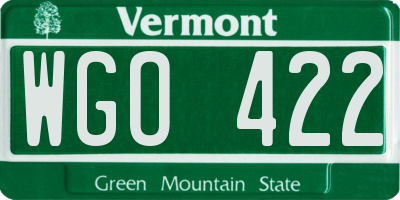 VT license plate WGO422