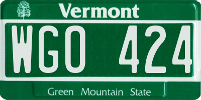 VT license plate WGO424