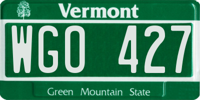 VT license plate WGO427