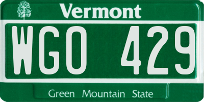 VT license plate WGO429