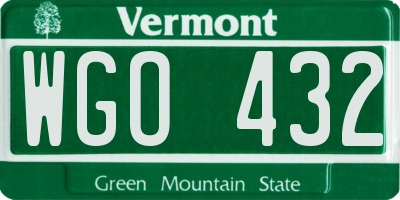VT license plate WGO432