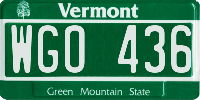 VT license plate WGO436