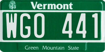 VT license plate WGO441