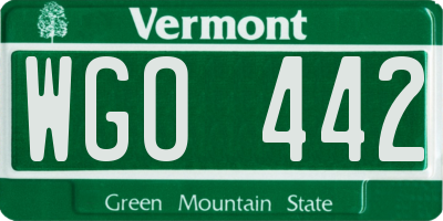VT license plate WGO442