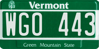 VT license plate WGO443