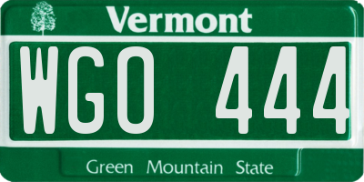 VT license plate WGO444