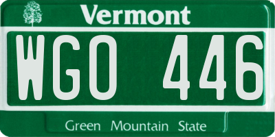 VT license plate WGO446