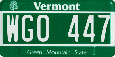 VT license plate WGO447