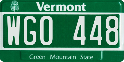 VT license plate WGO448