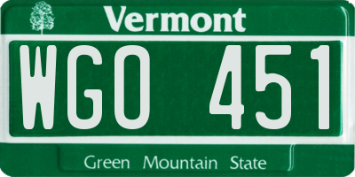 VT license plate WGO451