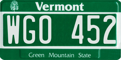 VT license plate WGO452