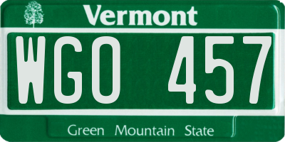 VT license plate WGO457