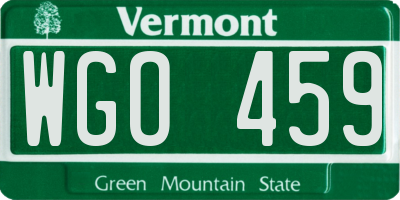 VT license plate WGO459