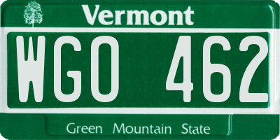 VT license plate WGO462