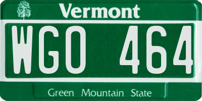 VT license plate WGO464