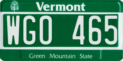 VT license plate WGO465