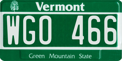 VT license plate WGO466