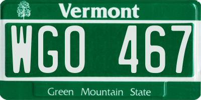 VT license plate WGO467