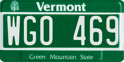 VT license plate WGO469