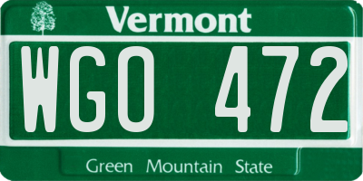 VT license plate WGO472