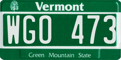 VT license plate WGO473