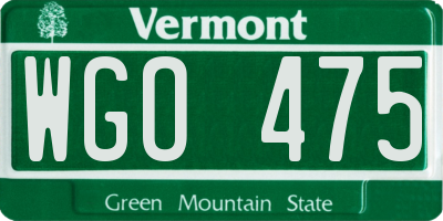 VT license plate WGO475