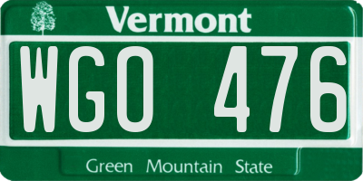 VT license plate WGO476