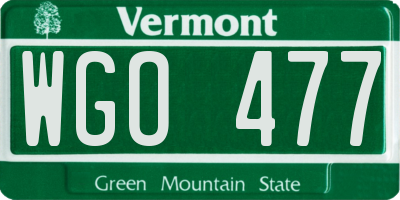 VT license plate WGO477