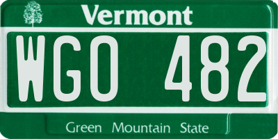 VT license plate WGO482