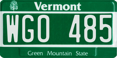 VT license plate WGO485