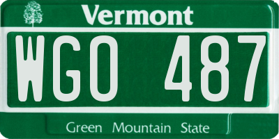 VT license plate WGO487