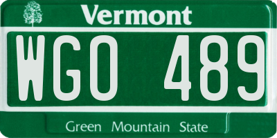 VT license plate WGO489