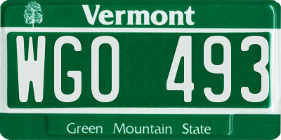 VT license plate WGO493