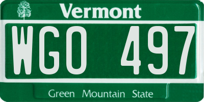 VT license plate WGO497