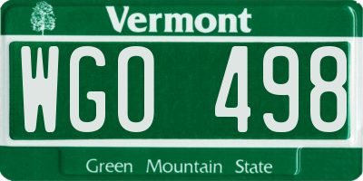 VT license plate WGO498