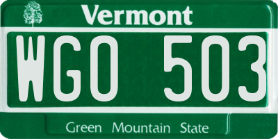 VT license plate WGO503