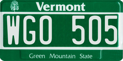 VT license plate WGO505