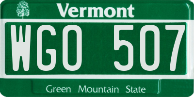 VT license plate WGO507