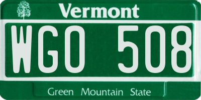 VT license plate WGO508