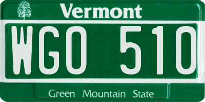 VT license plate WGO510