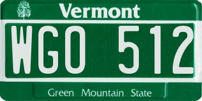 VT license plate WGO512