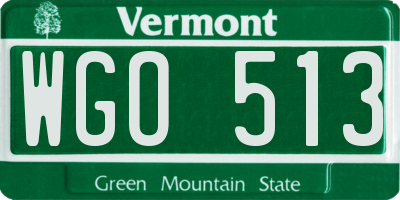 VT license plate WGO513