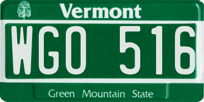 VT license plate WGO516
