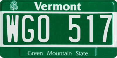 VT license plate WGO517