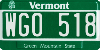 VT license plate WGO518